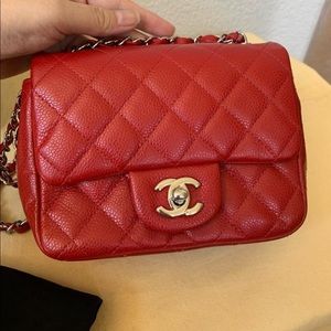 Chanel mini square red bag